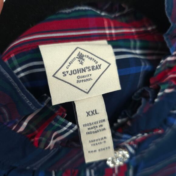 St. John's Bay Plus Size Navy Tartan Plaid Shirt Size XXL NWT - Picture 11 of 11